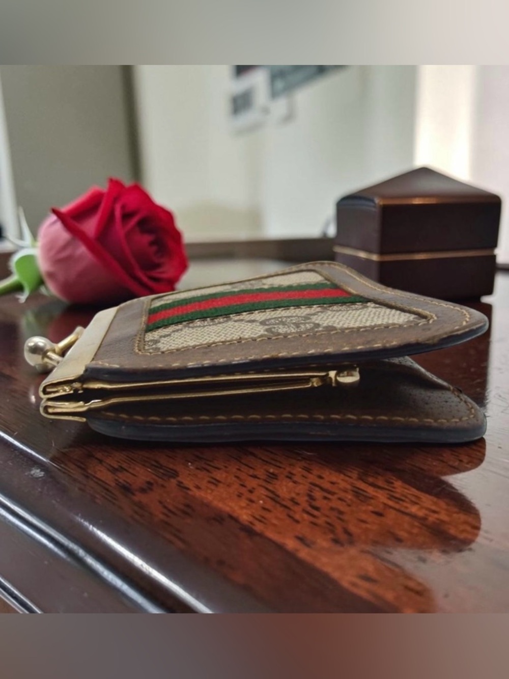 GUCCI Accessory Collection Vintage Sherry Line Kisslock Coin Purse πβ€οΈ - Picture 7 of 16
